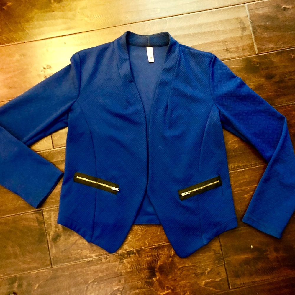 Royal Blazer With Gold Zippers
